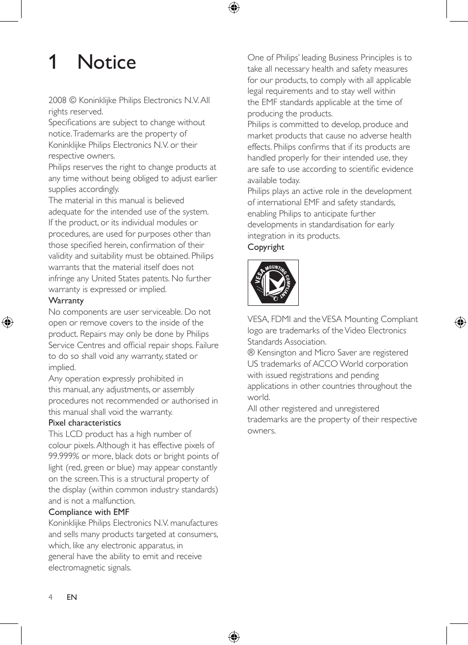 1 notice | Philips 19PFL3403/77 User Manual | Page 4 / 32