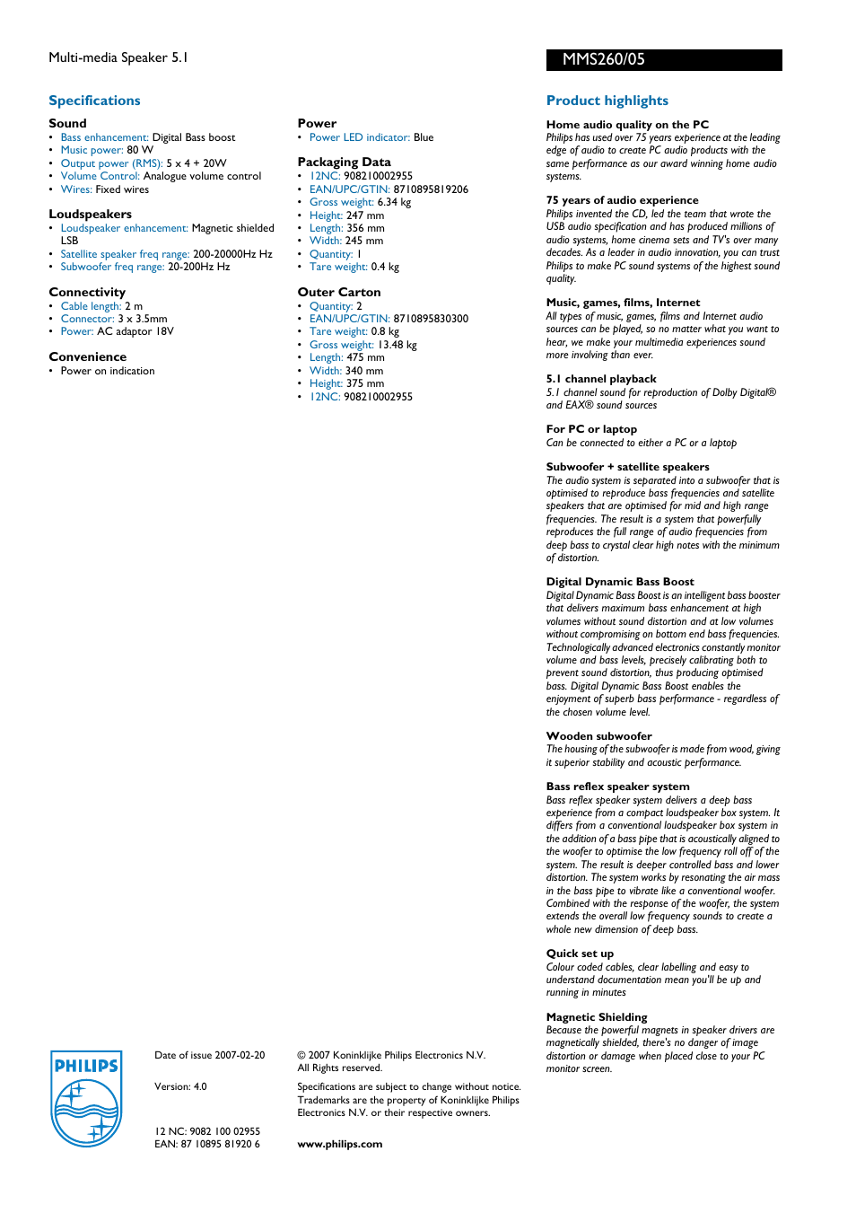 Philips MMS260 User Manual | Page 2 / 2