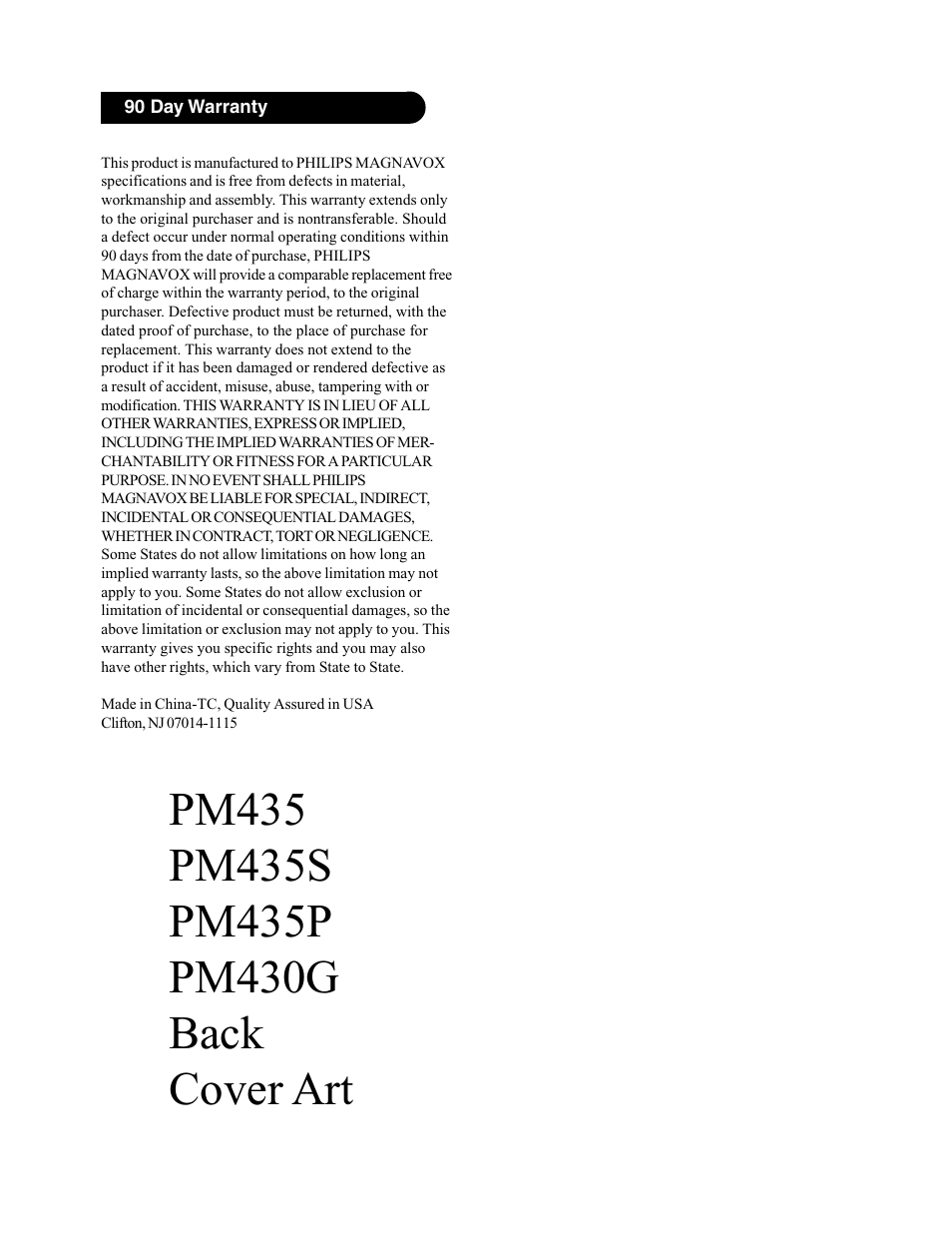 Philips PM435 User Manual | Page 11 / 11
