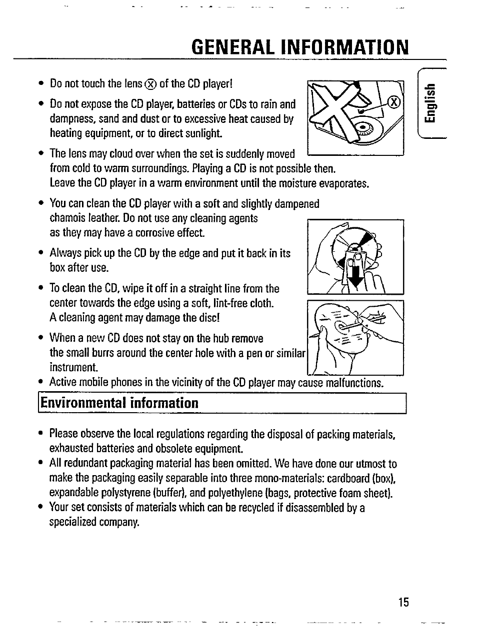 General information, Environmental information | Philips AZ 7181/00 User Manual | Page 15 / 20