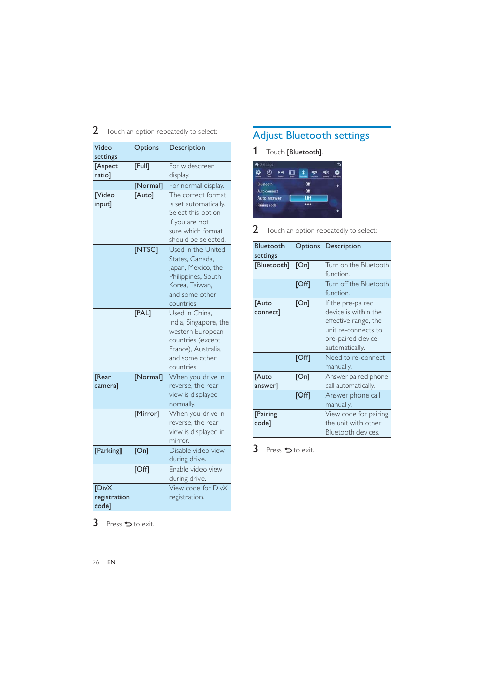 Adjust bluetooth settings 1 | Philips CID3287 User Manual | Page 25 / 34