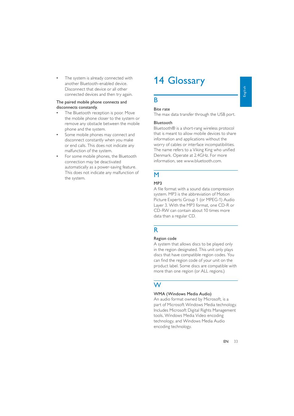 14 glossary | Philips CID3287 User Manual | Page 32 / 34