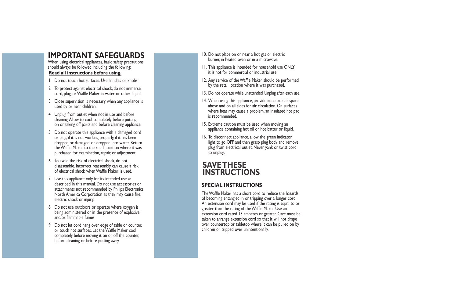Save these instructions, Important safeguards | Philips HD4482 User Manual | Page 2 / 7