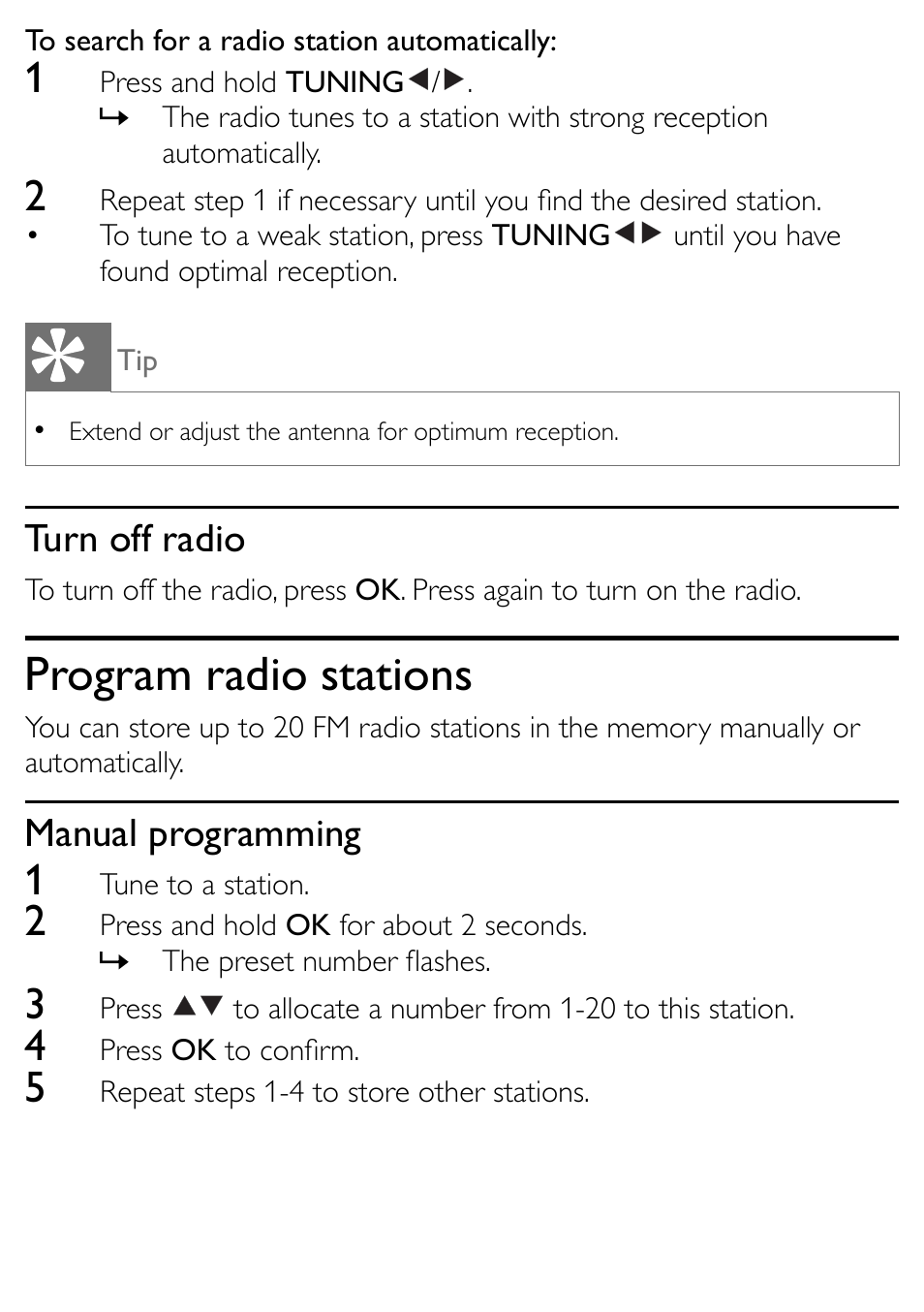Program radio stations | Philips AJL303/37 User Manual | Page 12 / 21