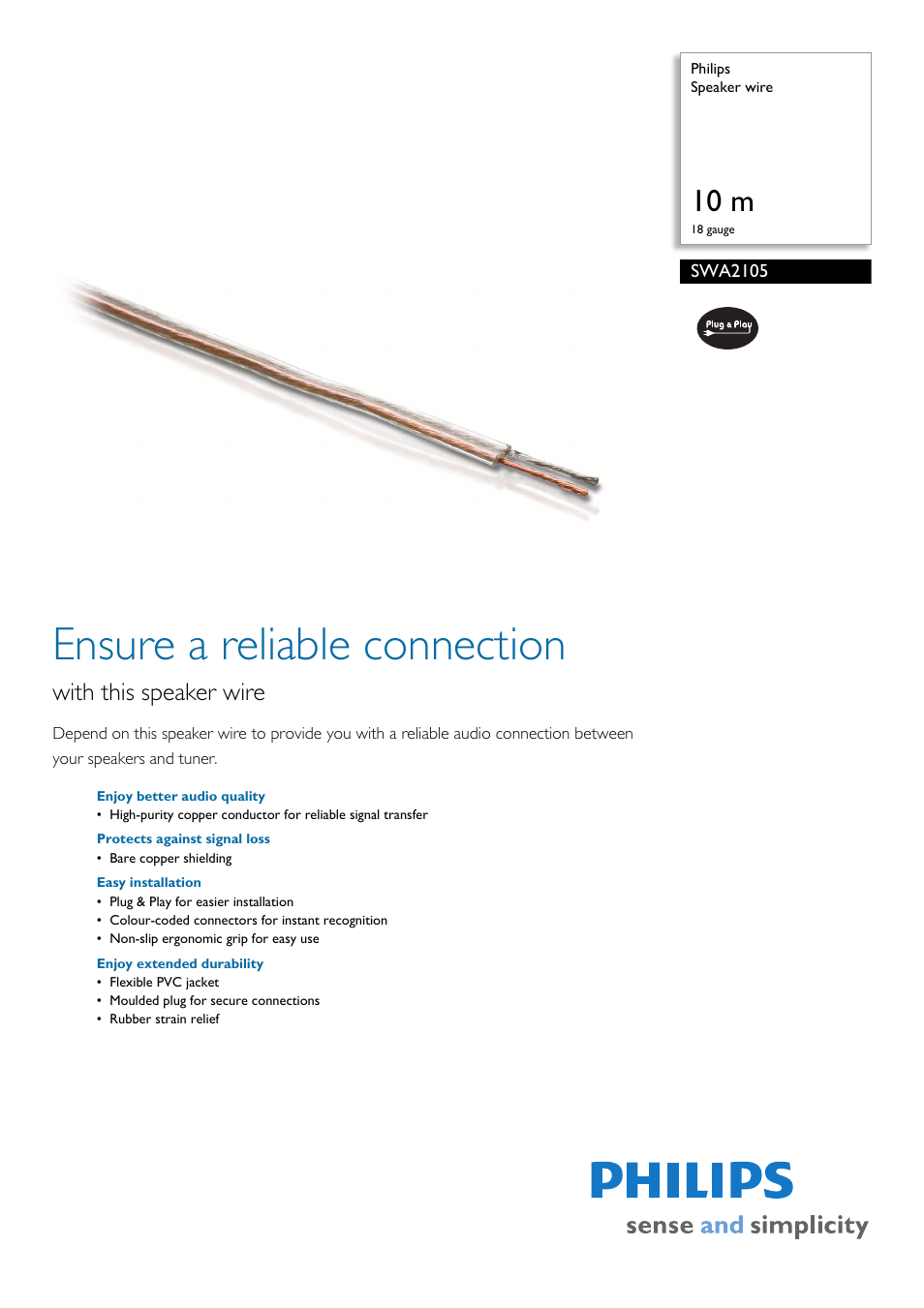 Philips SWA2105 User Manual | 2 pages