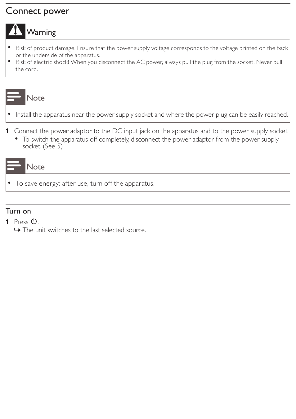 Connect power | Philips AZ3856 User Manual | Page 11 / 20