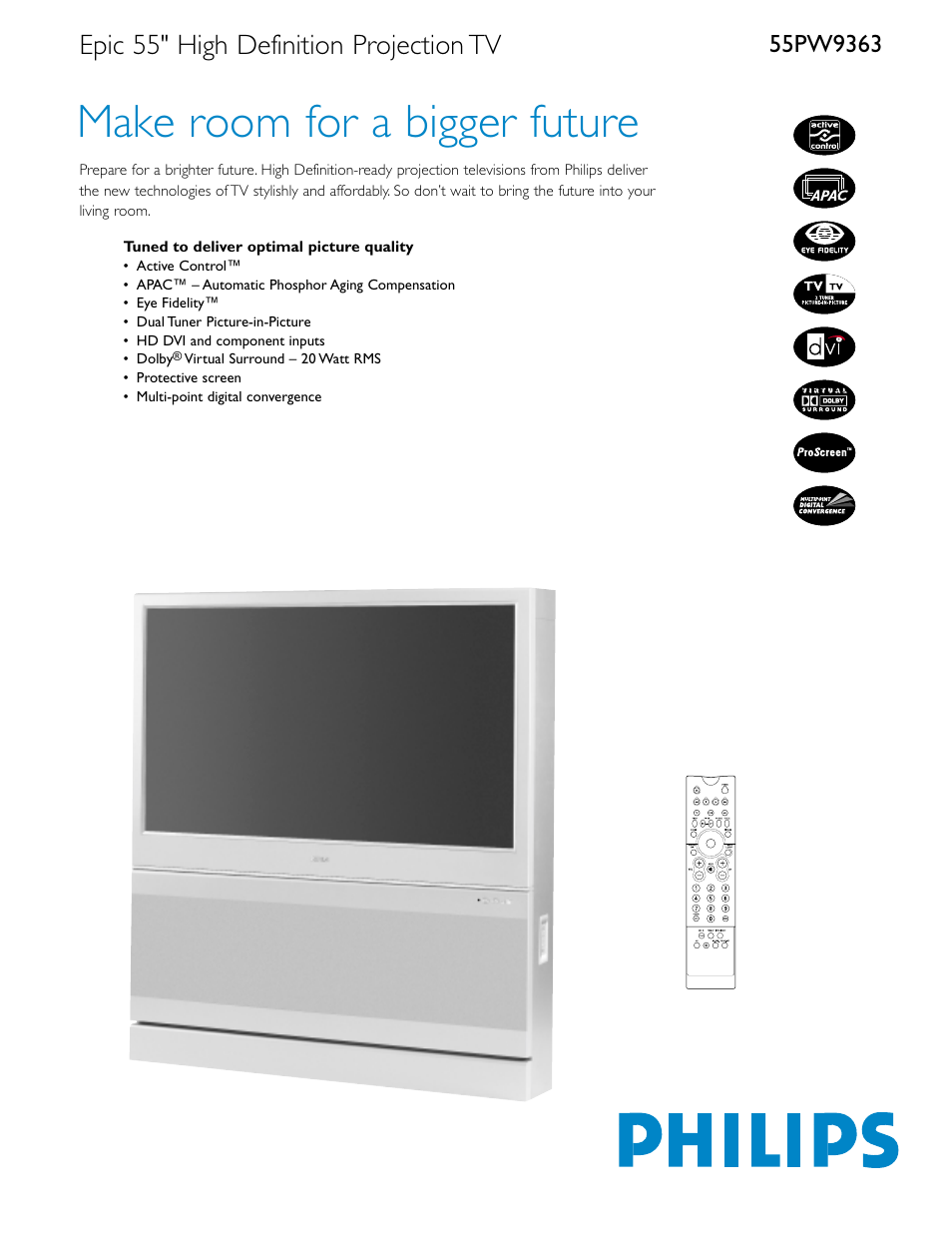 Philips 55PW9363 User Manual | 2 pages