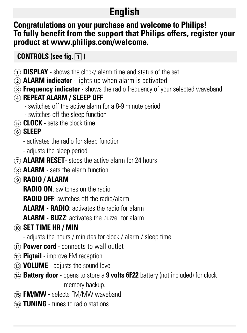English | Philips AJ3112/12 User Manual | Page 3 / 11
