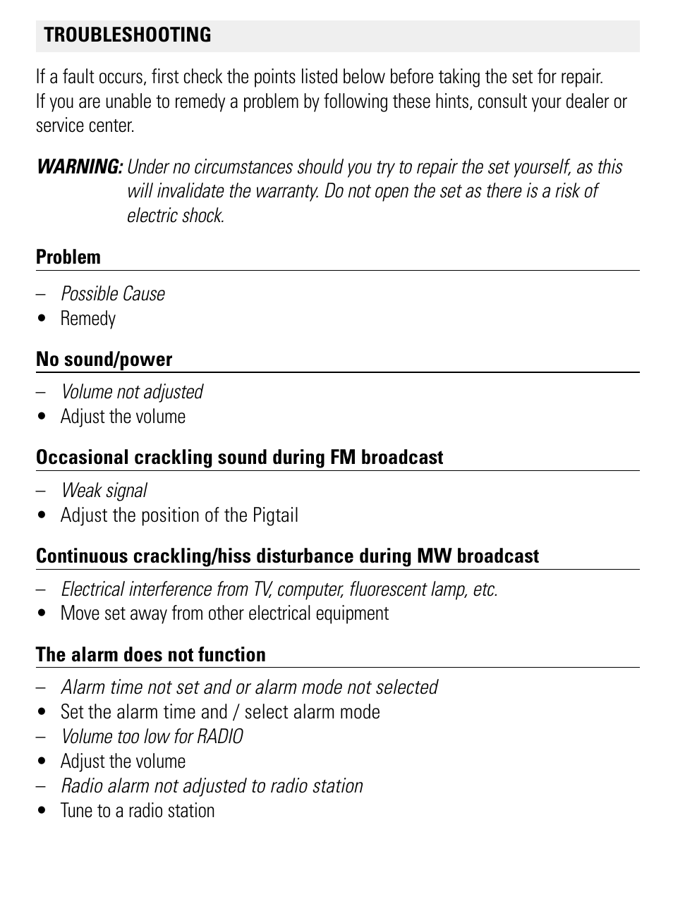 English | Philips AJ3112/12 User Manual | Page 9 / 11