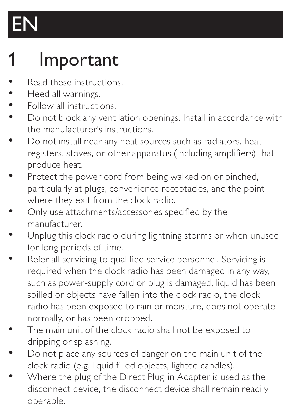 1 important | Philips AJ7010 User Manual | Page 6 / 25