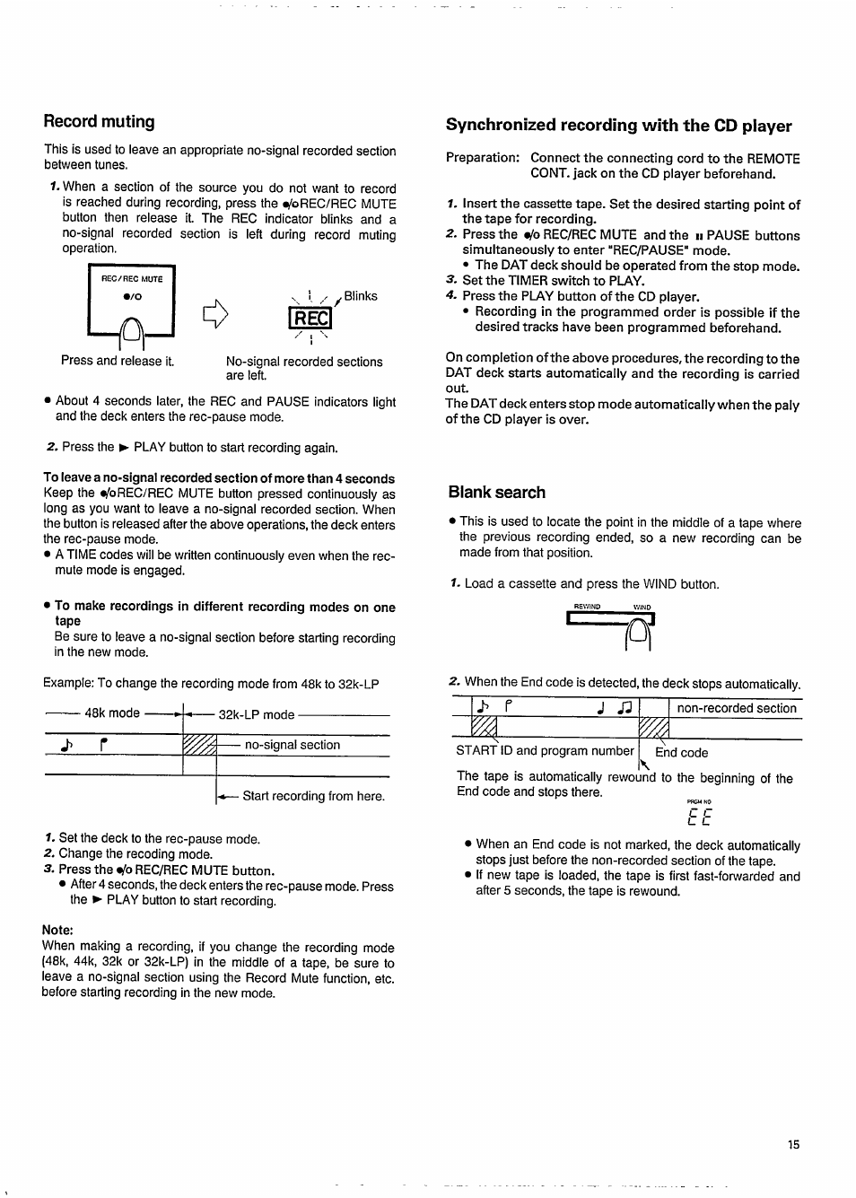 Blank search, Ffilcl | Philips DAT850 User Manual | Page 15 / 28