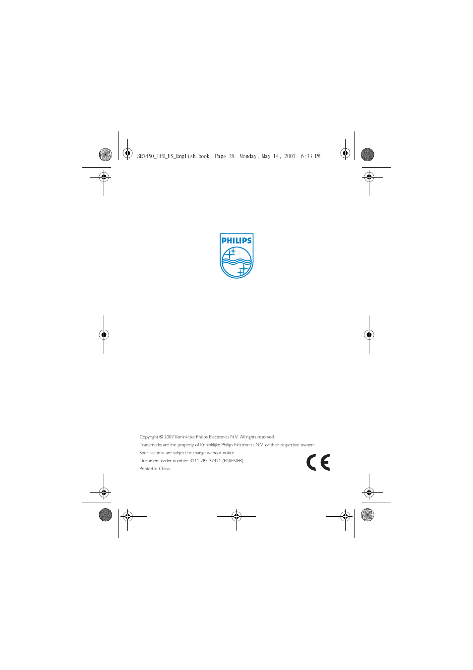 Philips SE 7450 User Manual | Page 31 / 31