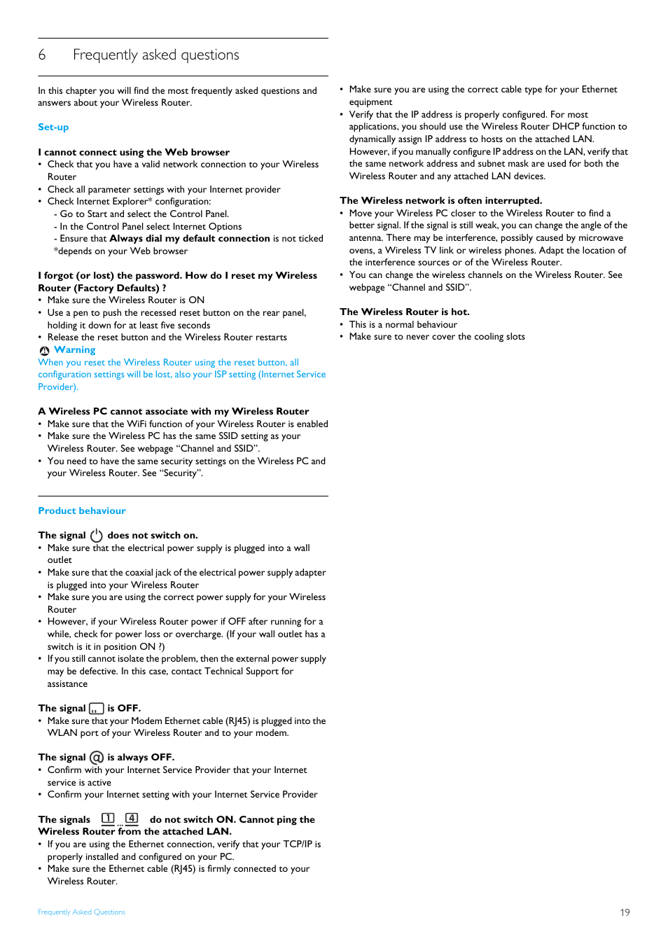 6 frequently asked questions, Frequently asked questions, 6frequently asked questions | Philips CAW7740N User Manual | Page 21 / 23