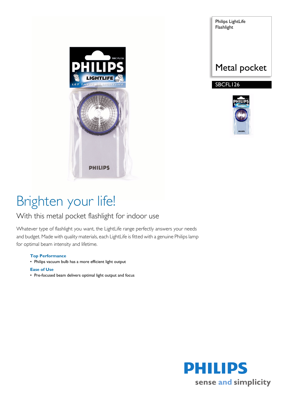 Philips SBCFL126 User Manual | 2 pages