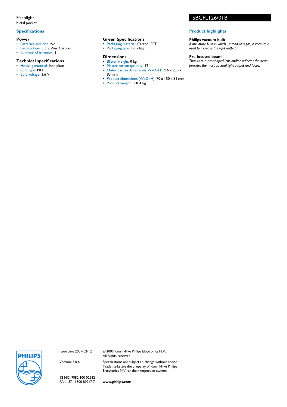 Philips SBCFL126 User Manual | Page 2 / 2