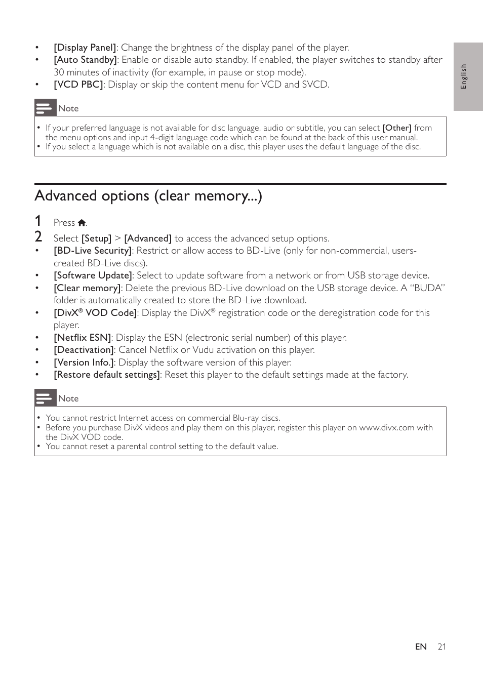 Philips BDP3406/F7 User Manual | Page 21 / 62