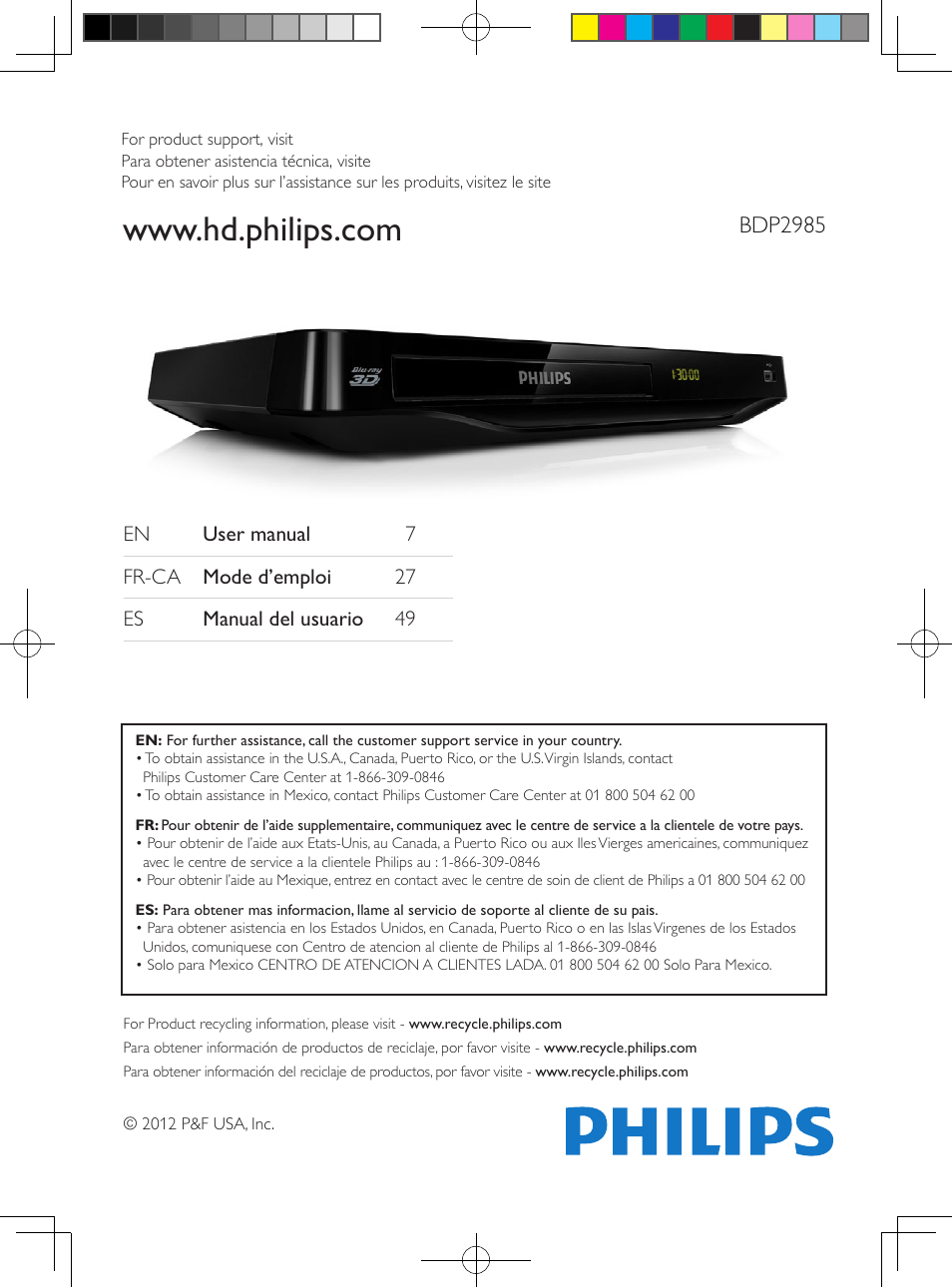 Philips BDP2985 User Manual | 29 pages