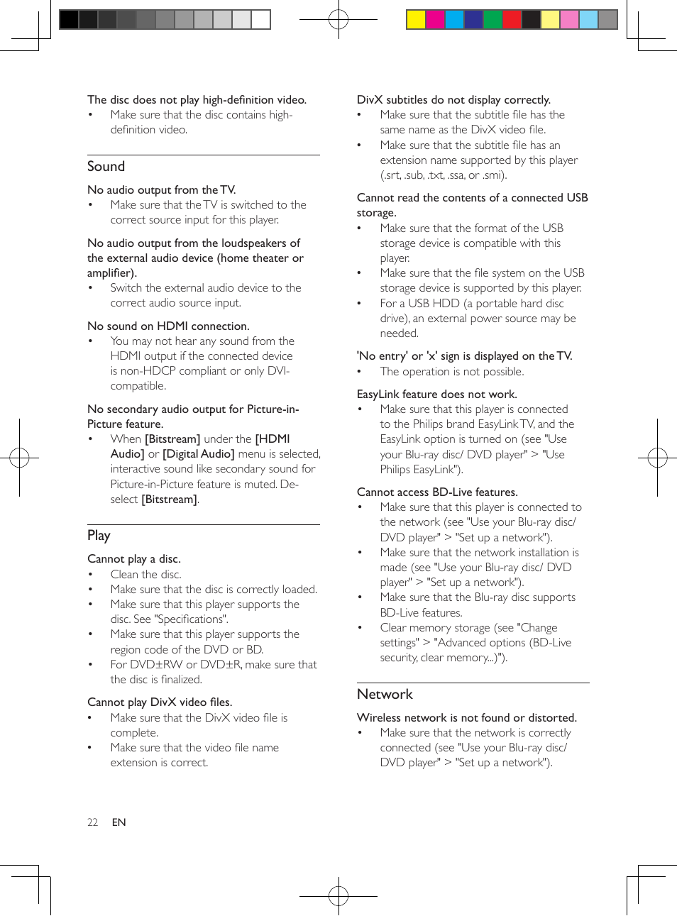 5 update software, Update software via the internet, Update software via usb | Sound, Play, Network | Philips BDP2985 User Manual | Page 22 / 29