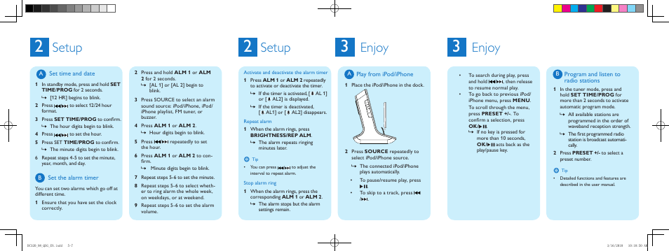 Setup, Enjoy | Philips DC320/98 User Manual | Page 2 / 2