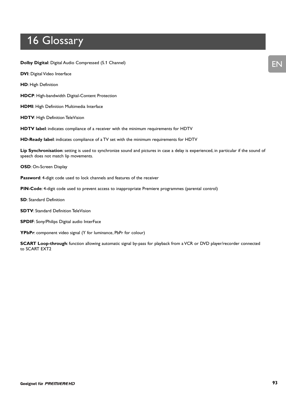 16 glossary | Philips DCR 9001/02 User Manual | Page 45 / 64