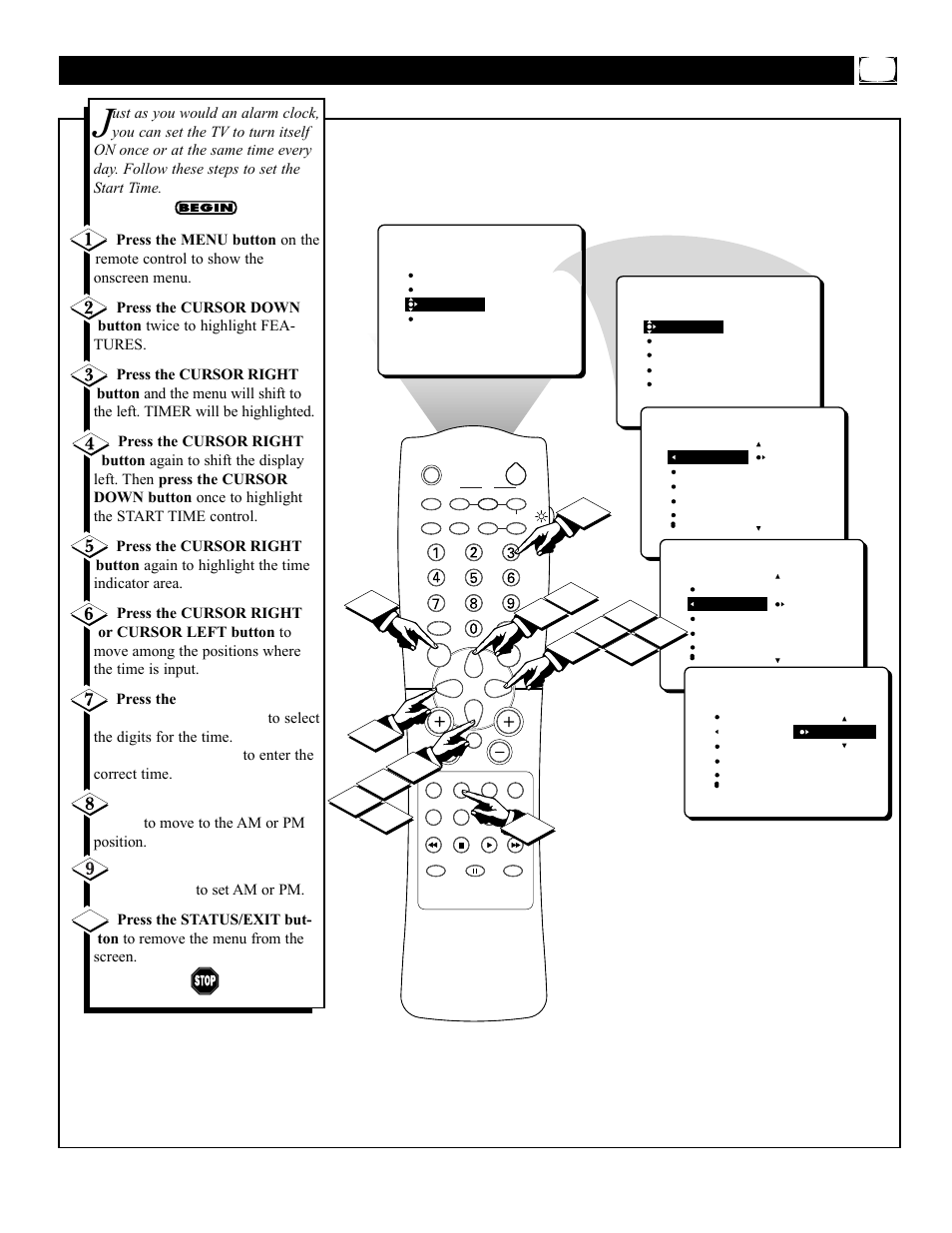 Imer, Etting the, Tart | Philips 3121 235 20301 User Manual | Page 13 / 52