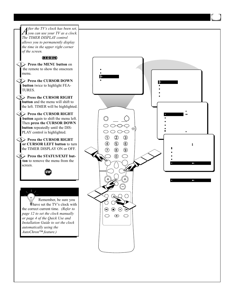 Imer, Urning, Isplay | Philips 3121 235 20301 User Manual | Page 17 / 52