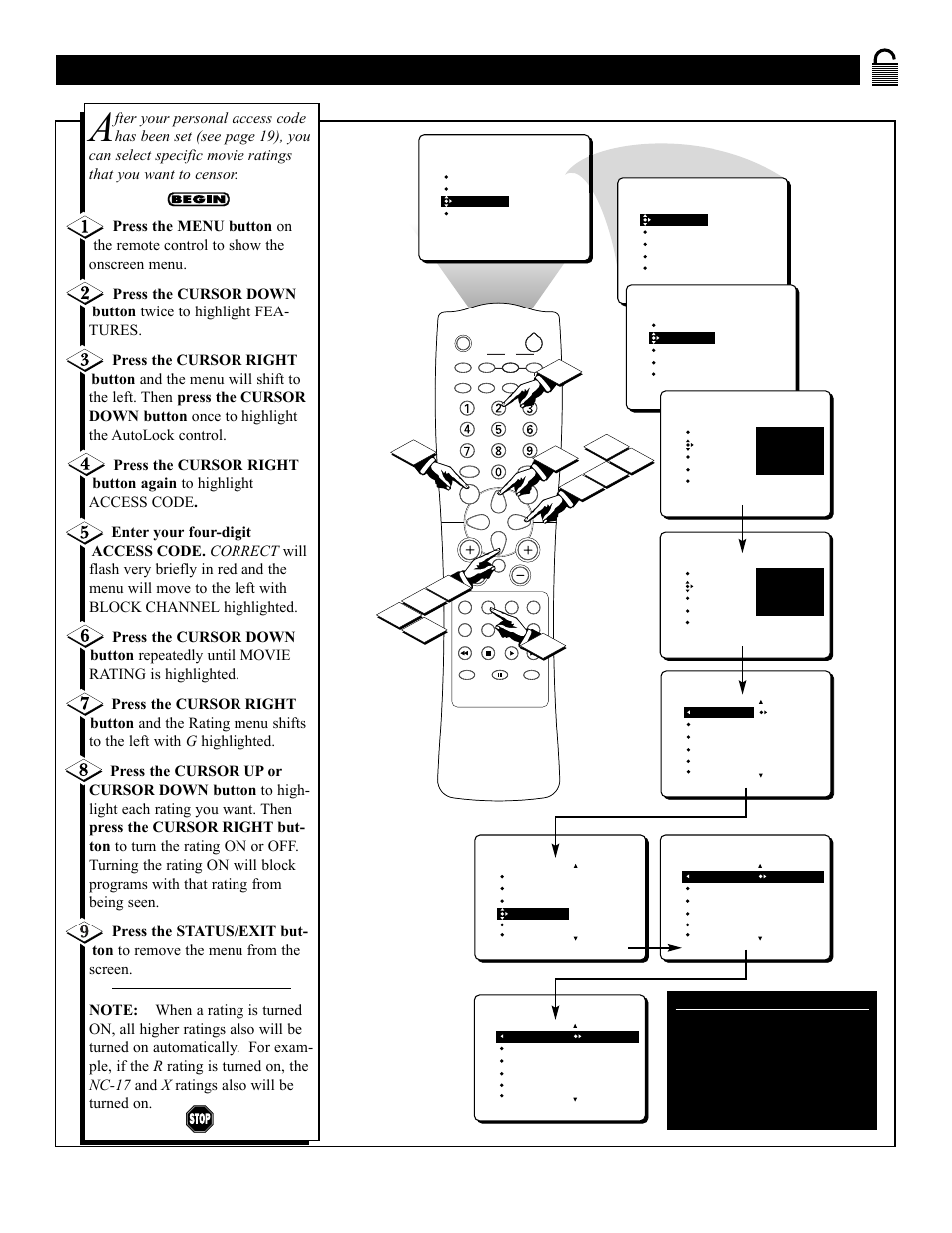 Locking by, Ovie, Ating | Philips 3121 235 20301 User Manual | Page 21 / 52