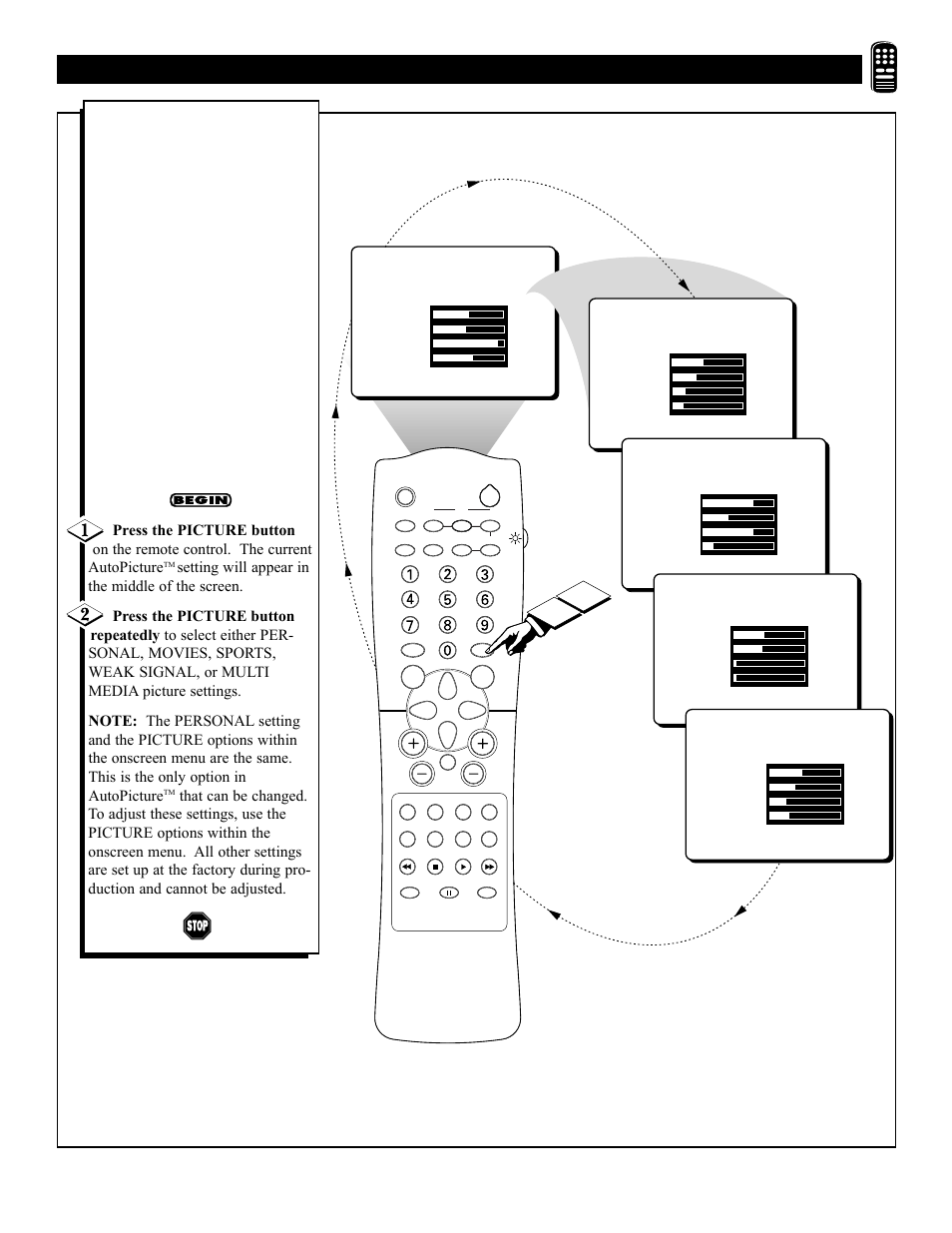Emote, Ontrol, Sing | Icture | Philips 3121 235 20301 User Manual | Page 39 / 52