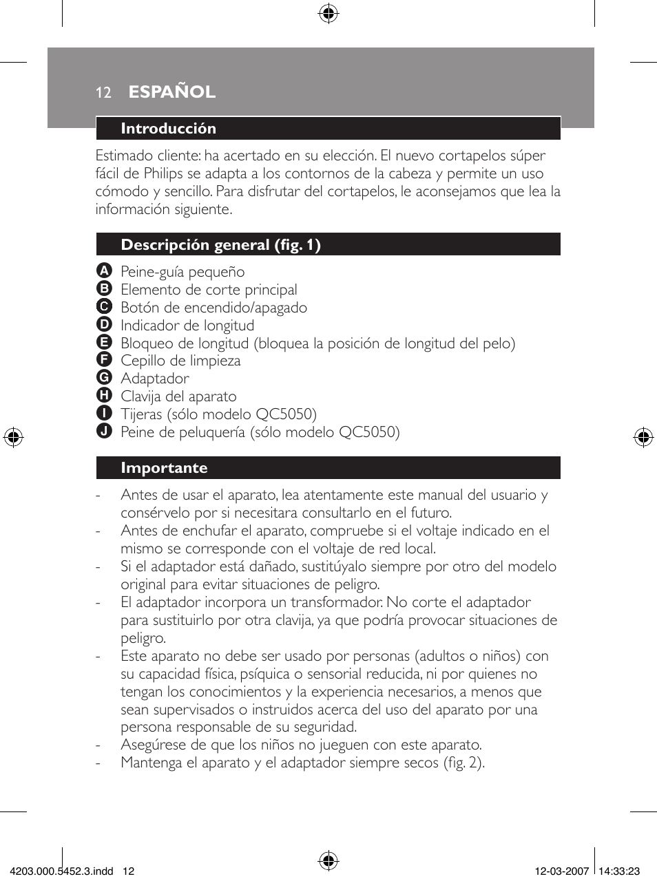 Philips QC5050 User Manual | Page 12 / 36