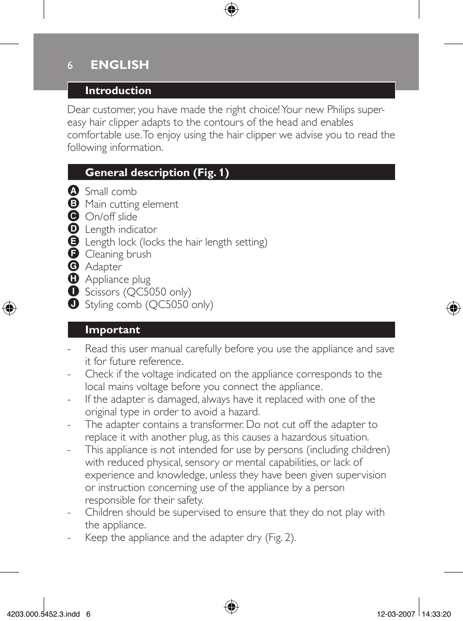 Philips QC5050 User Manual | Page 6 / 36
