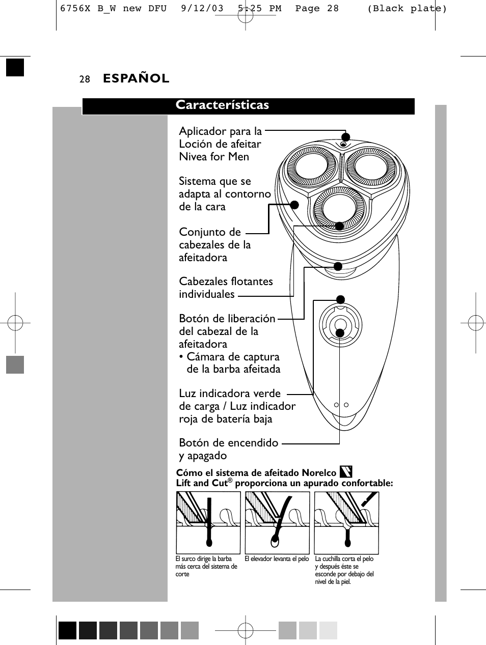 Características, Español | Philips 6756 X User Manual | Page 27 / 43