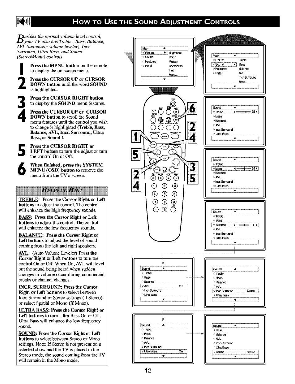 Ound, Djustment, Ontrols | Philips TV DVD Combo User Manual | Page 12 / 62