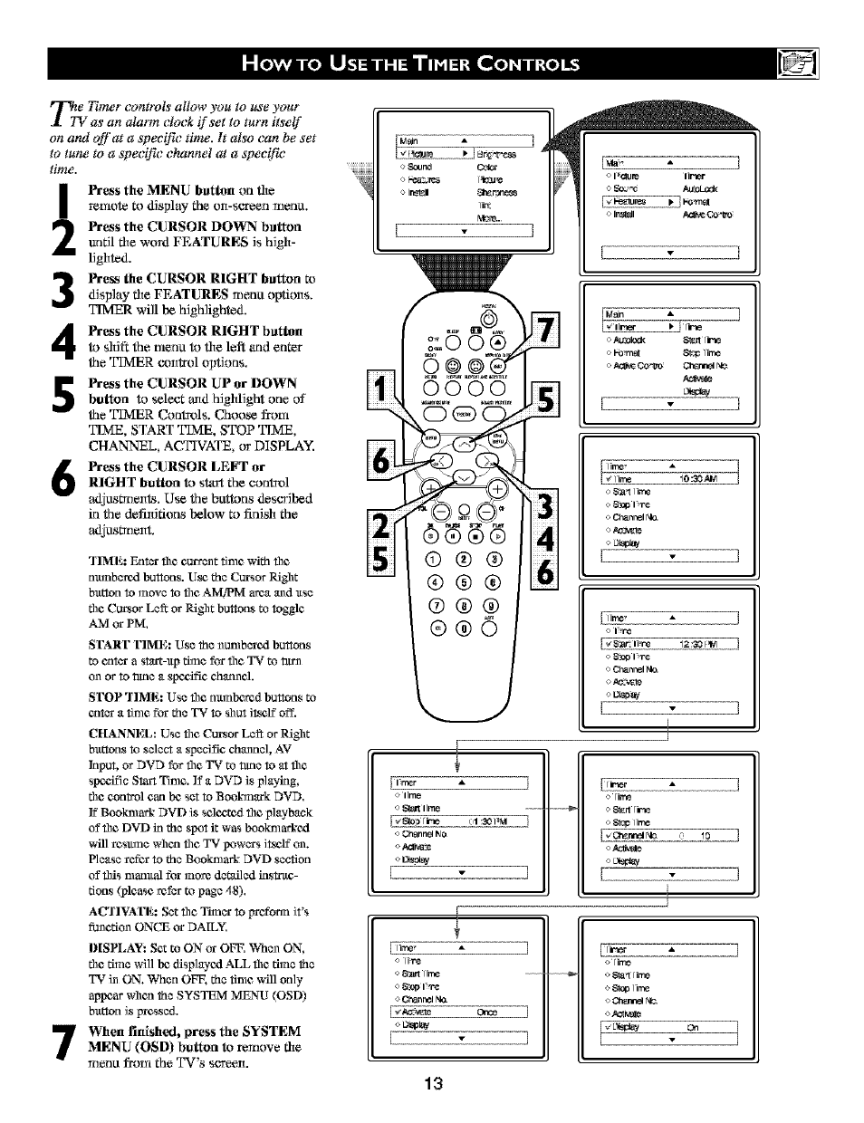 Imer, Ontrols, 0 ® o | Philips TV DVD Combo User Manual | Page 13 / 62