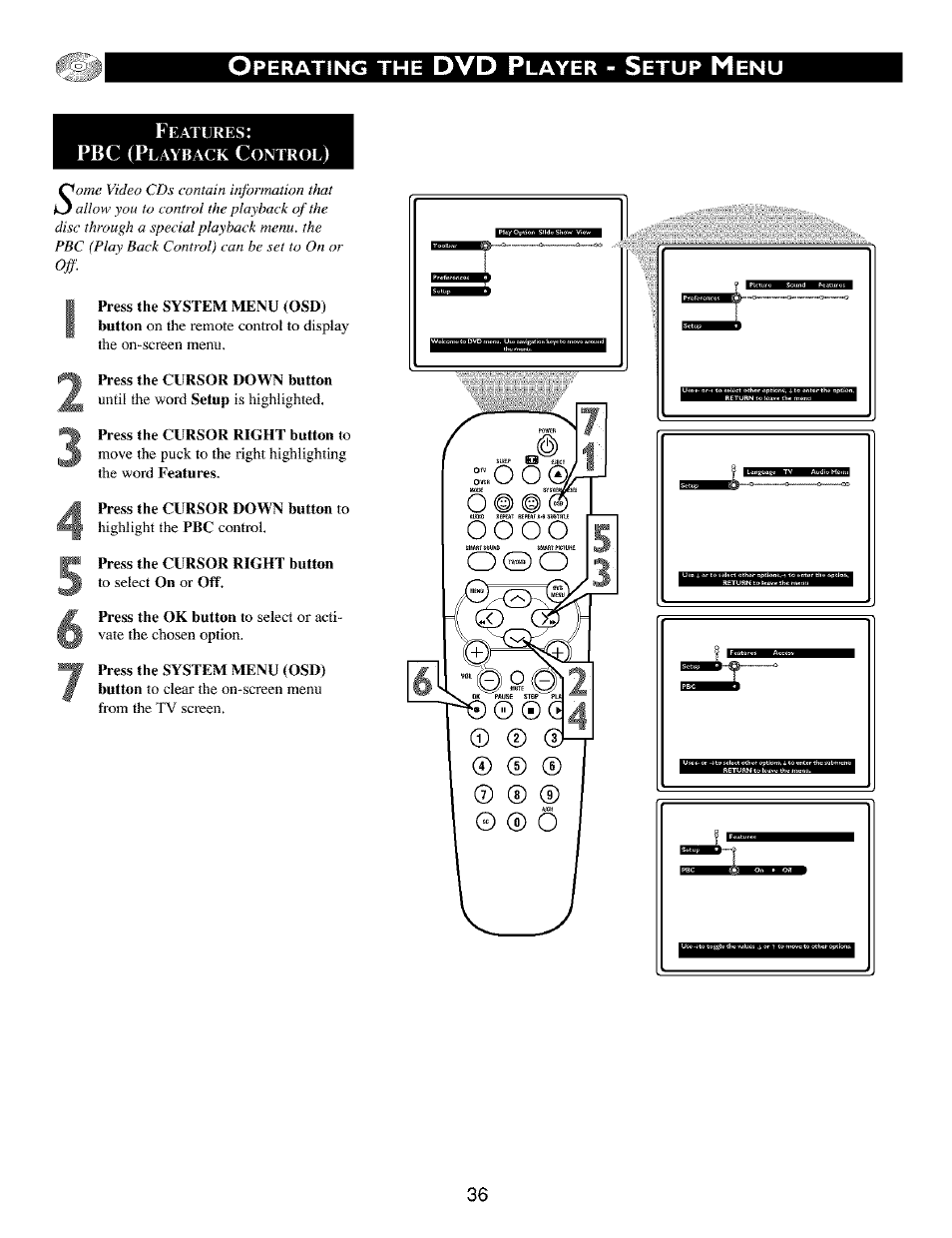 Dvd p, Perating, Layer | Etup | Philips TV DVD Combo User Manual | Page 36 / 62