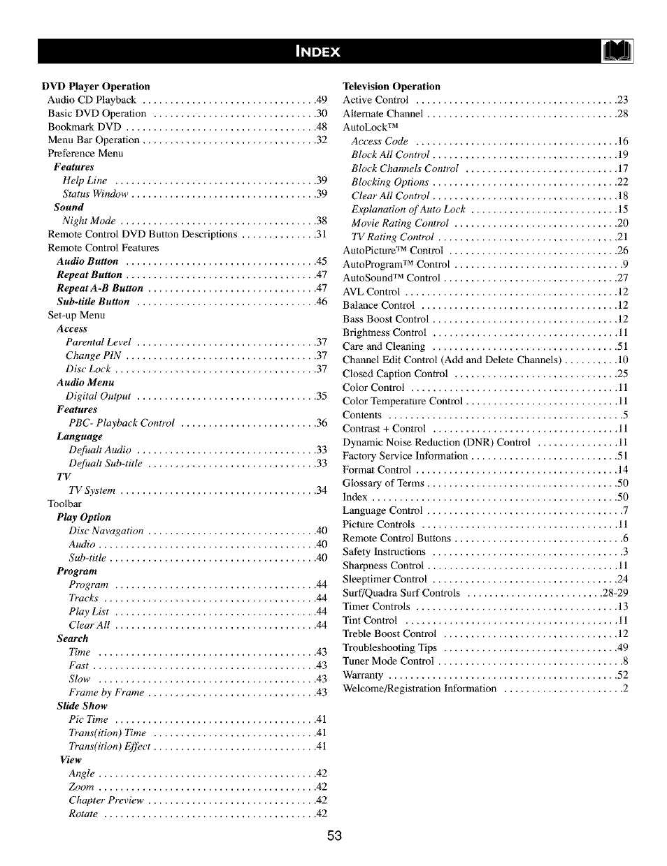 Philips TV DVD Combo User Manual | Page 53 / 62