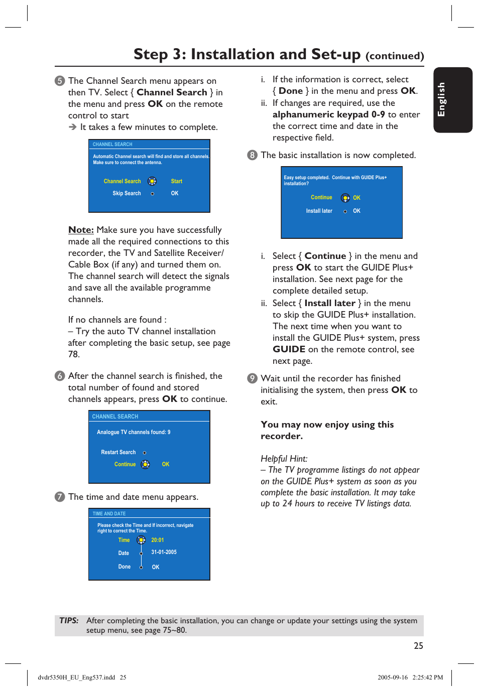 Step 3: installation and set-up, Continued) e | Philips DVDR5350H User Manual | Page 25 / 91