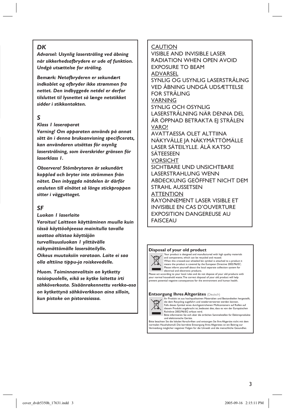 Philips DVDR5350H User Manual | Page 3 / 91