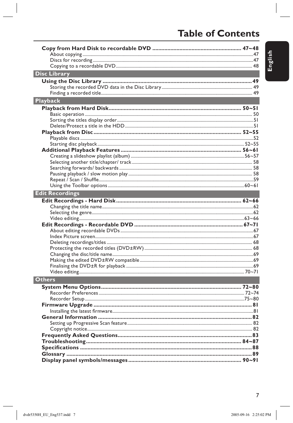 Philips DVDR5350H User Manual | Page 7 / 91