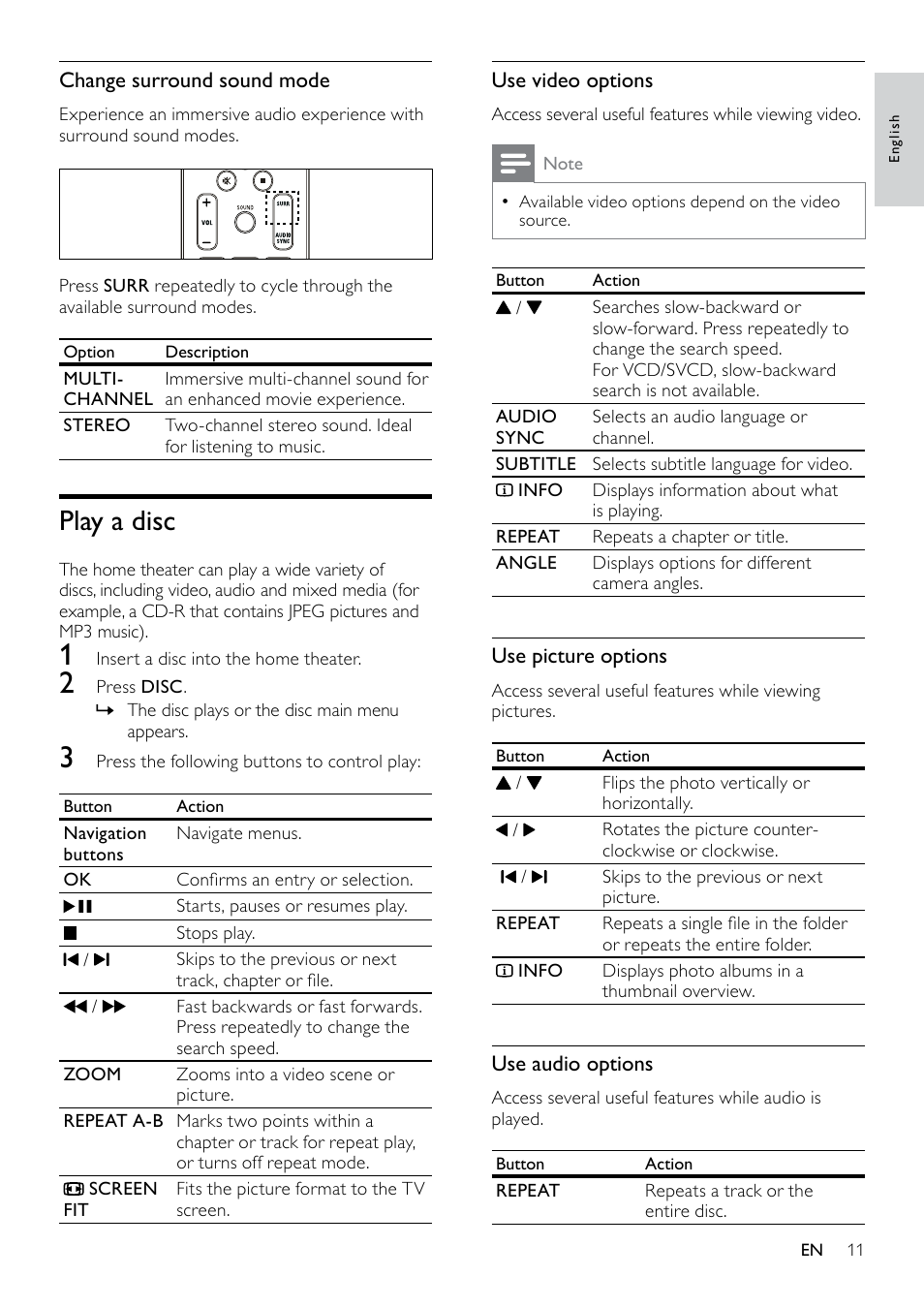 Connect audio from tv or other devices, Option 2: connect to the tv through scart, Play a disc | Philips HTS3510 User Manual | Page 11 / 22