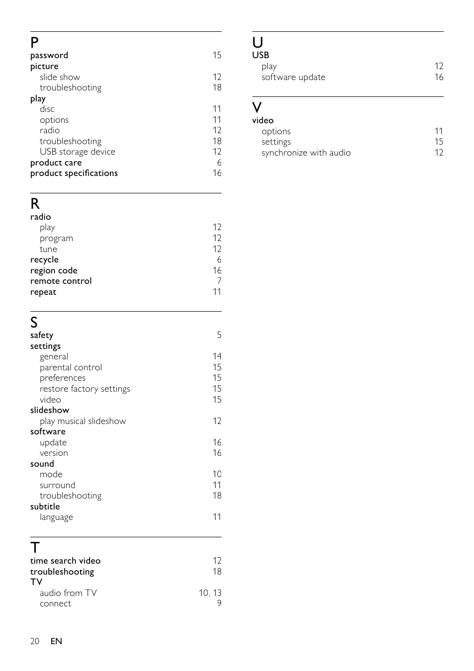 8 product specifications | Philips HTS3510 User Manual | Page 20 / 22