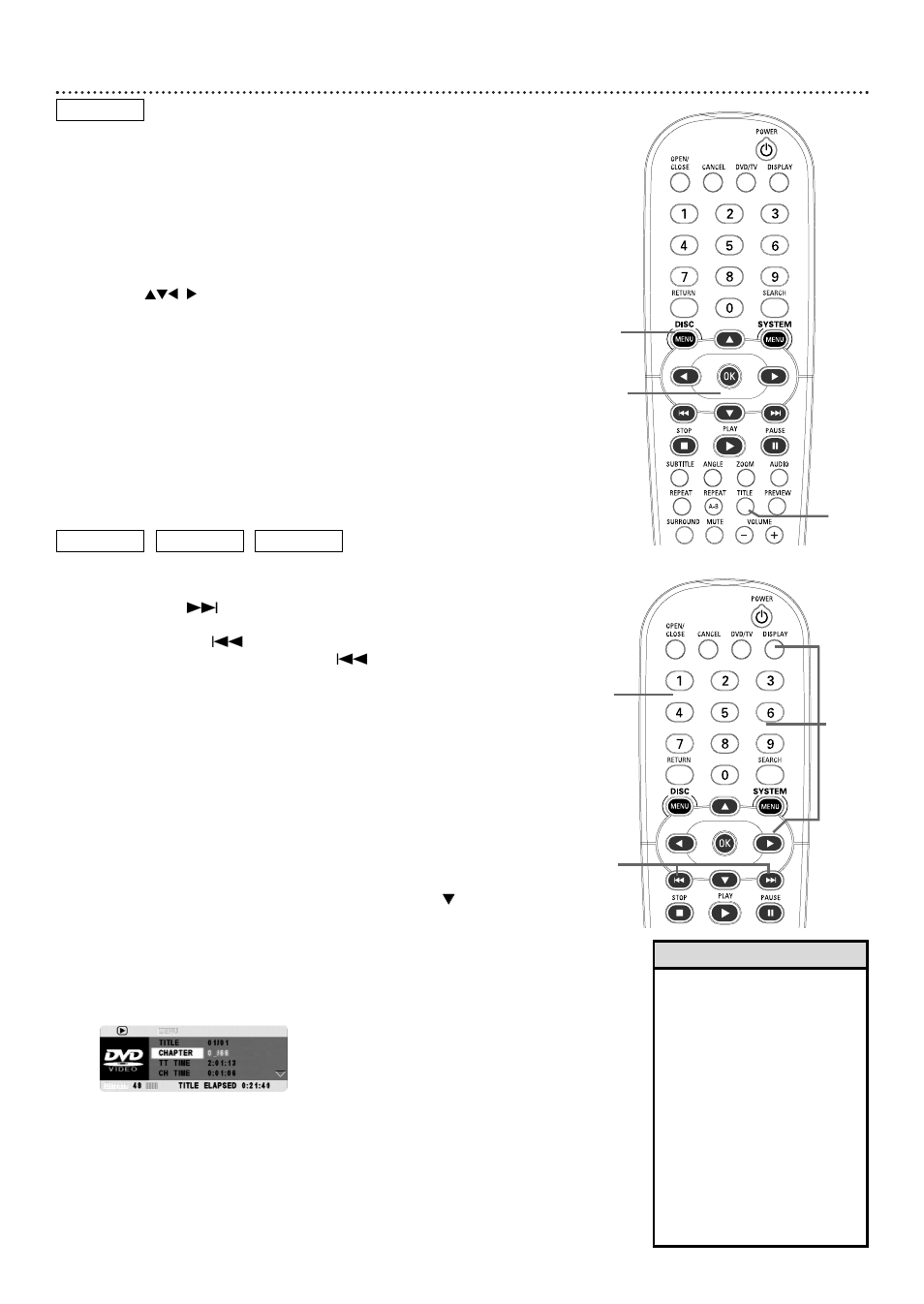 21 1 b c a, 20 title/disc menus, chapter/track selection | Philips DVD727 User Manual | Page 20 / 52