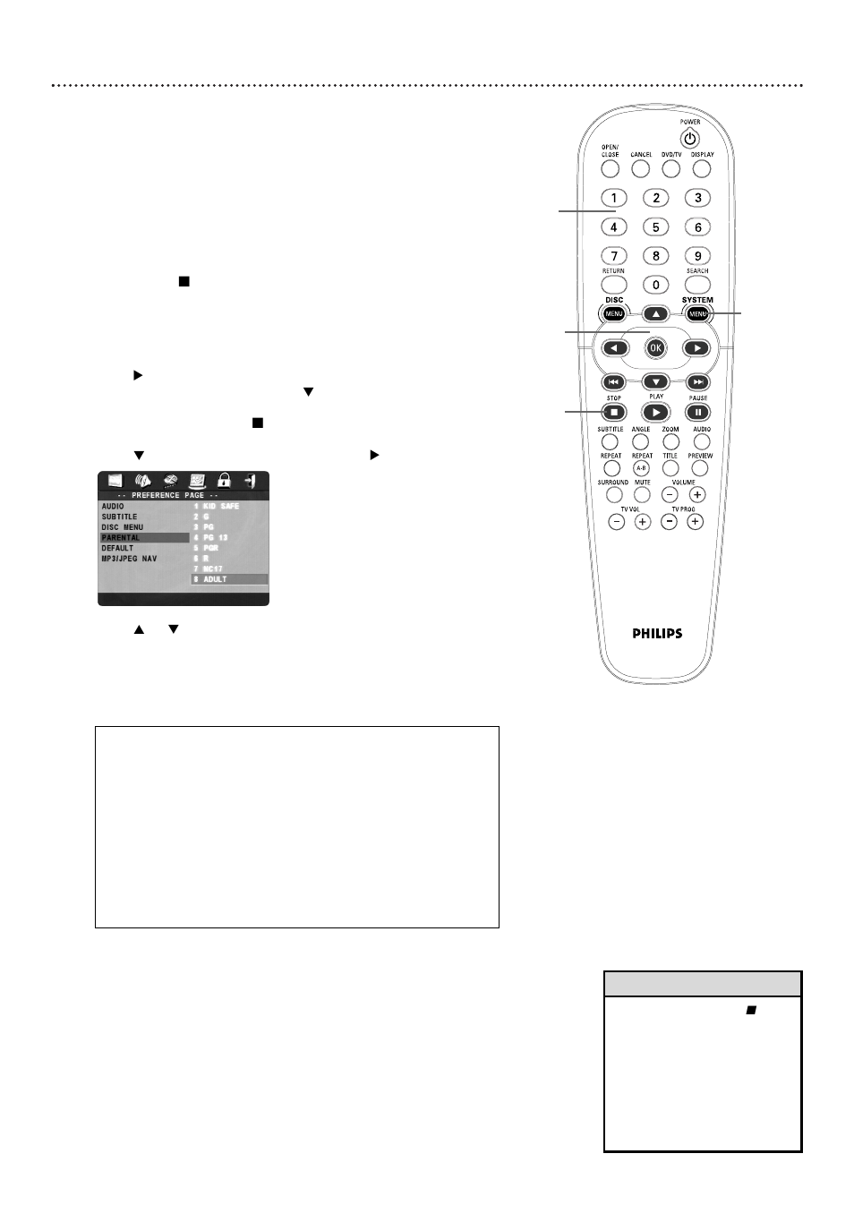 30 parental levels | Philips DVD727 User Manual | Page 30 / 52