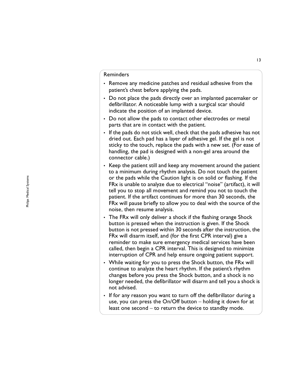 Reminders | Philips 861304 User Manual | Page 21 / 64