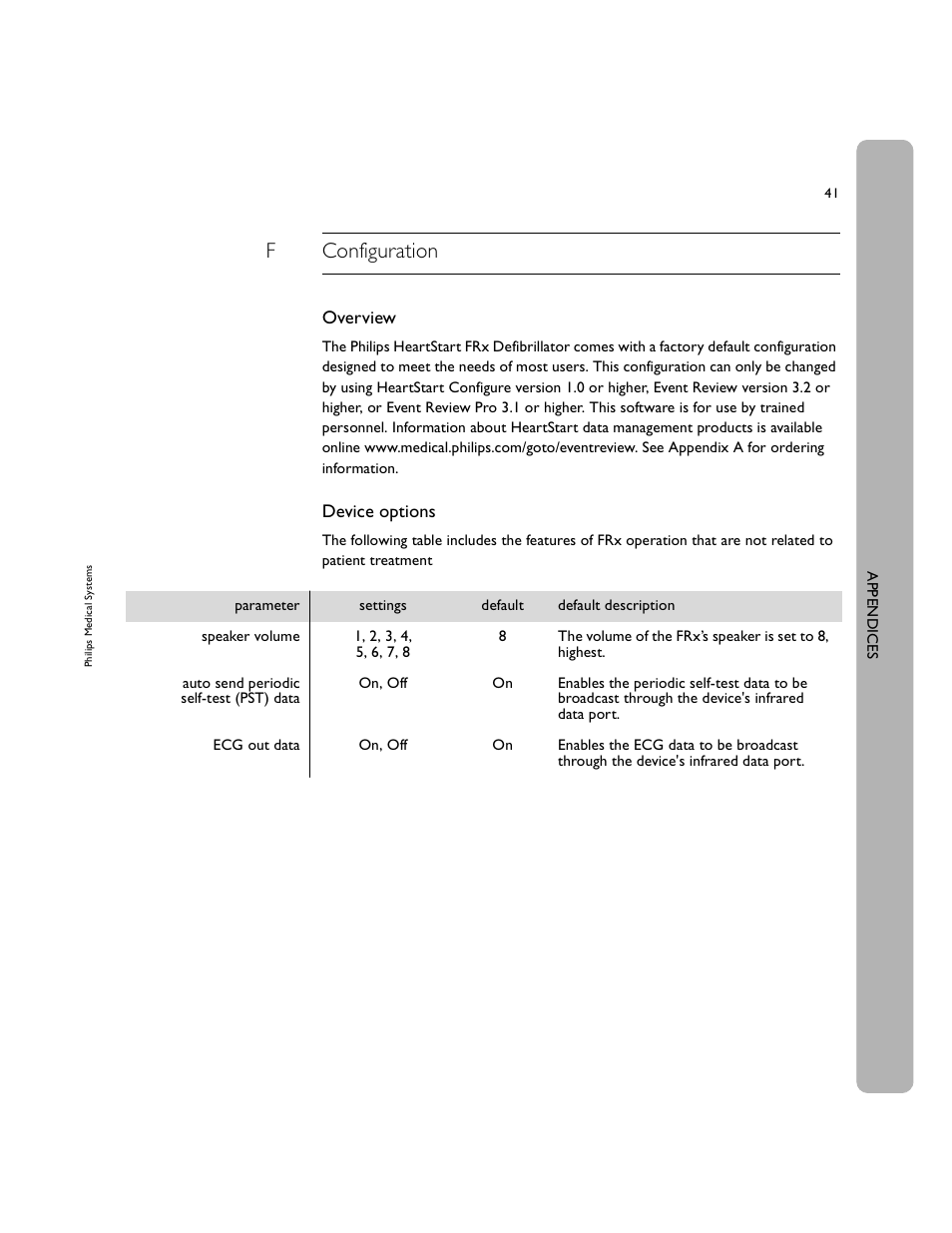 Fconfiguration, Overview, Device options | Philips 861304 User Manual | Page 49 / 64