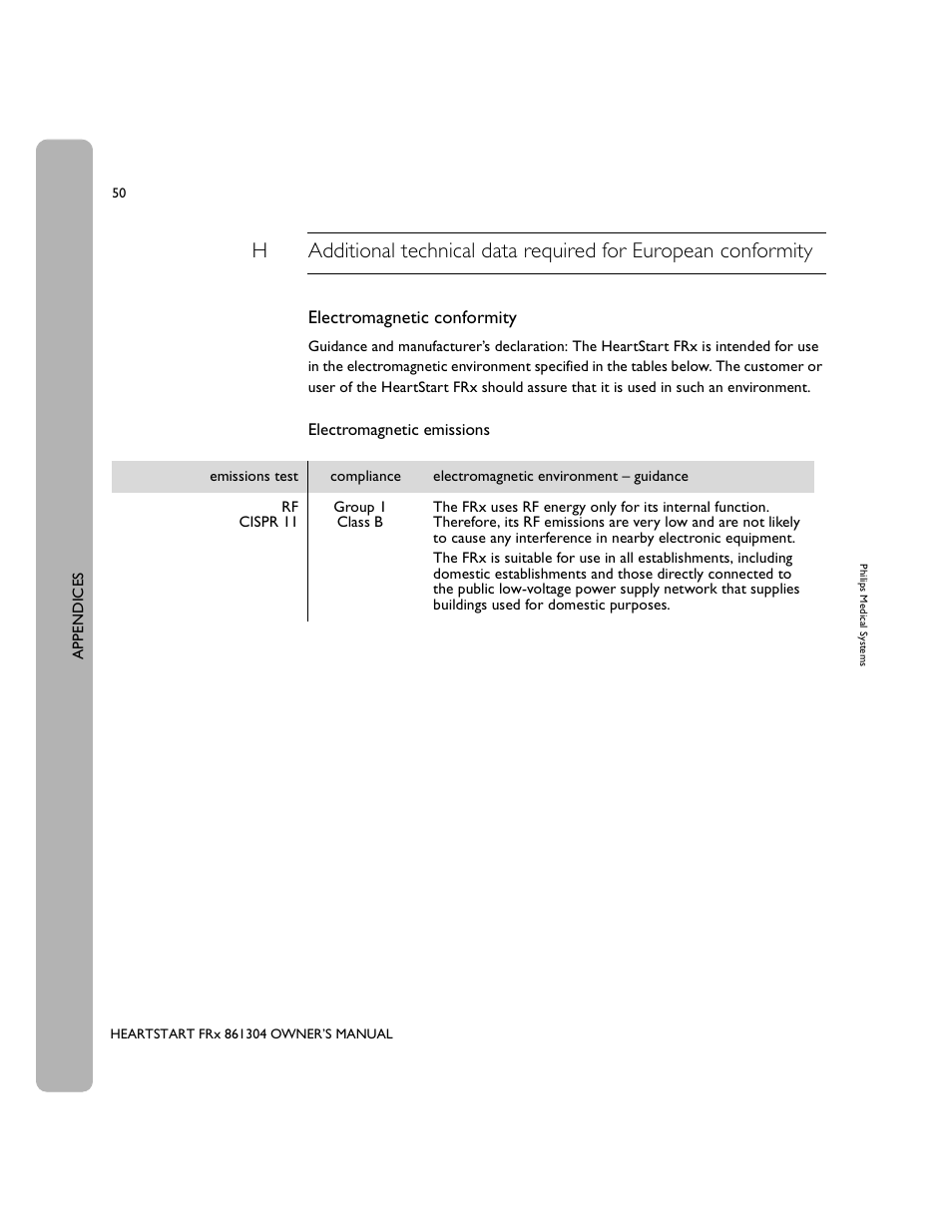 Electromagnetic conformity | Philips 861304 User Manual | Page 58 / 64