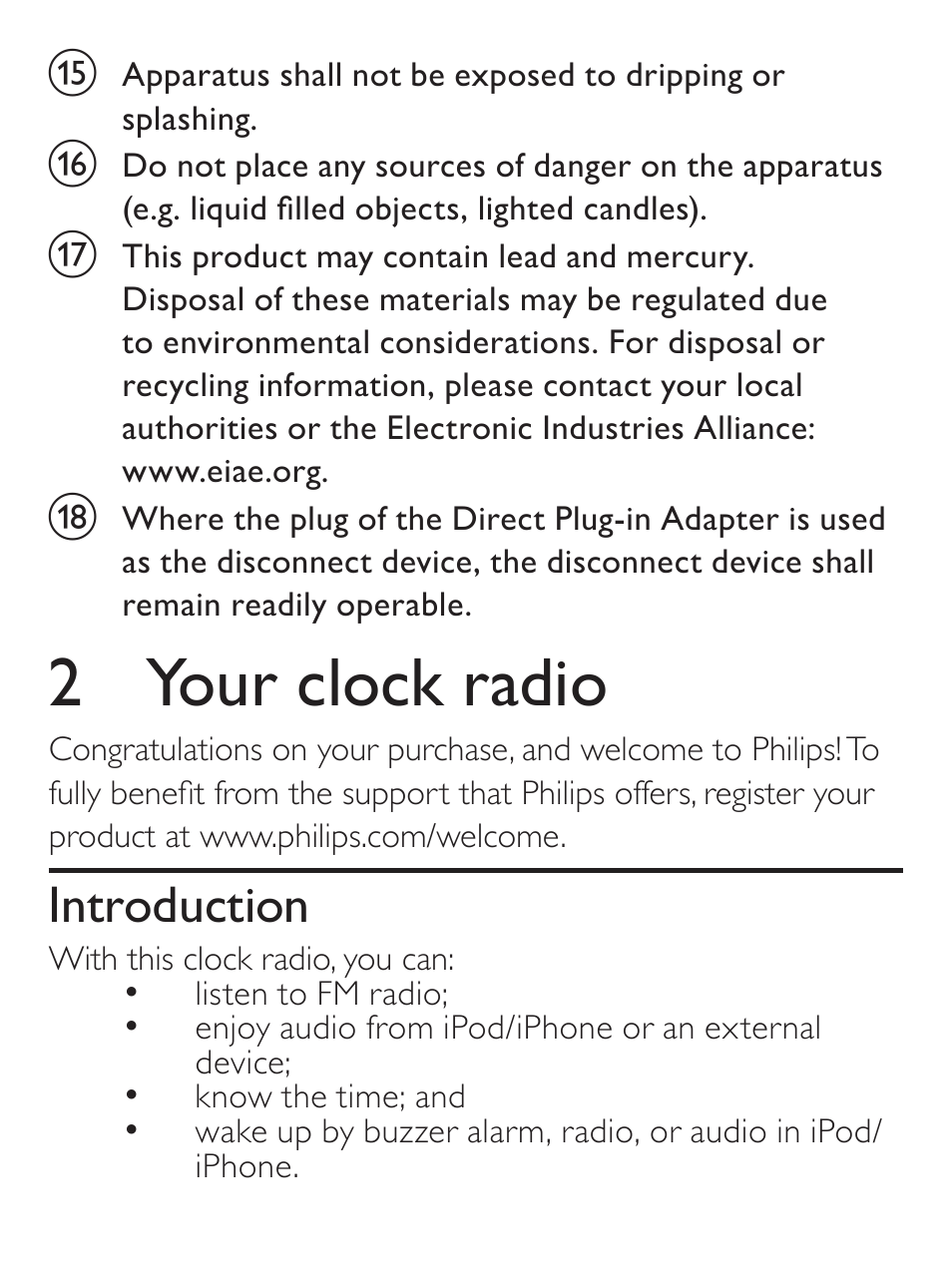 2 your clock radio, Introduction | Philips AJ7030D User Manual | Page 9 / 26