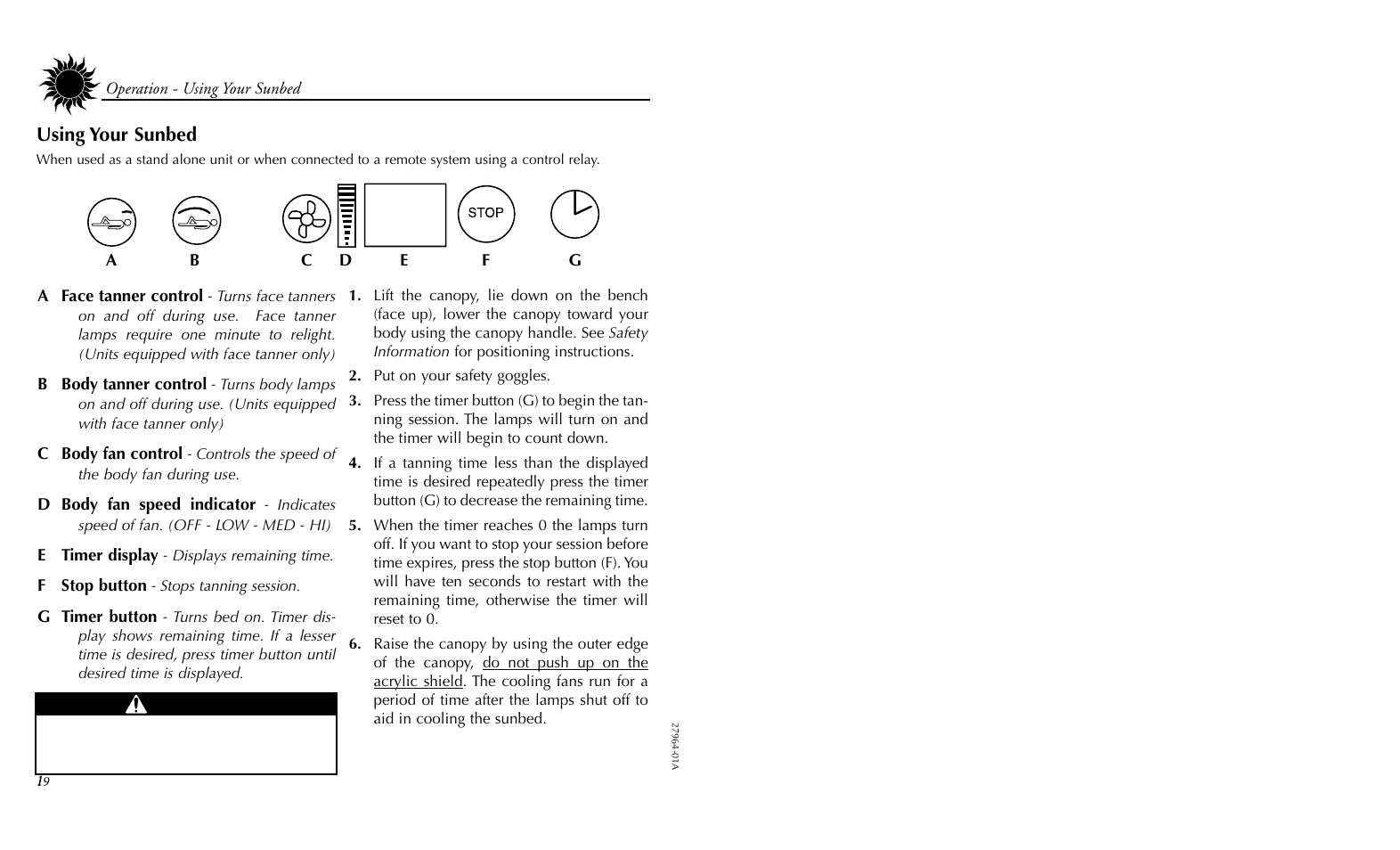 Using your sunbed | Philips 27964-01A User Manual | Page 24 / 36