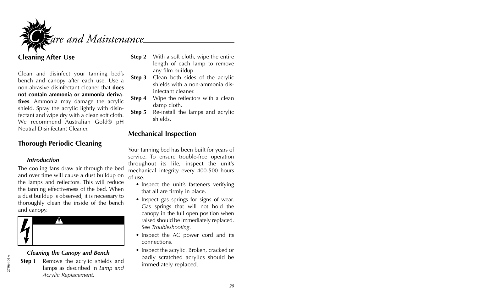 Are and maintenance | Philips 27964-01A User Manual | Page 25 / 36