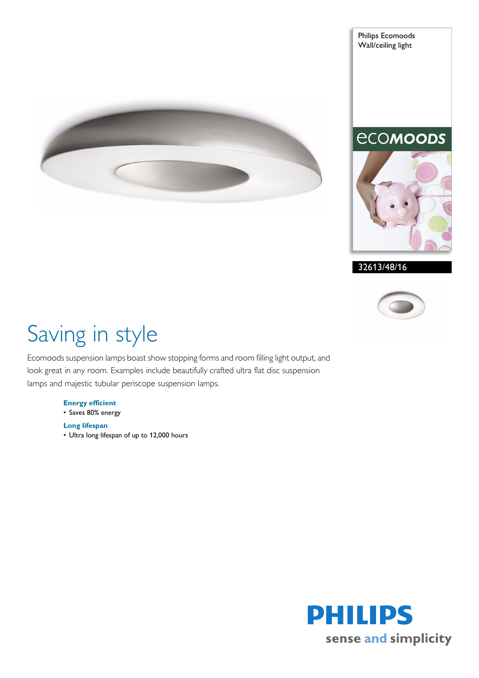 Philips Ecomoods 32613/48/16 User Manual | 2 pages