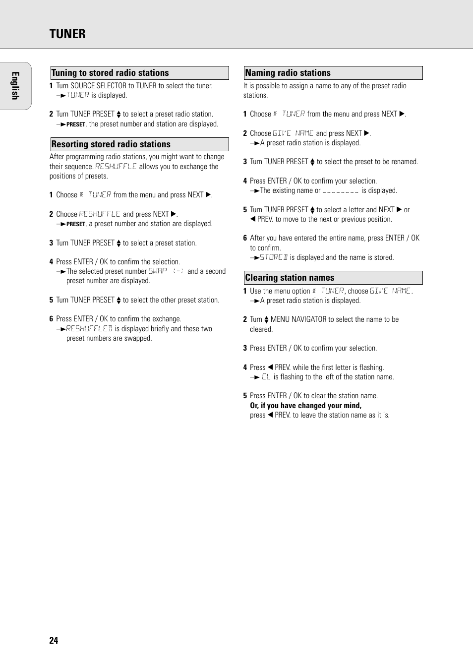 Tuner | Philips FR965 User Manual | Page 24 / 27